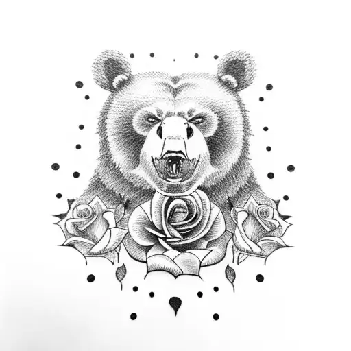 Scary Bear Holding A Rose