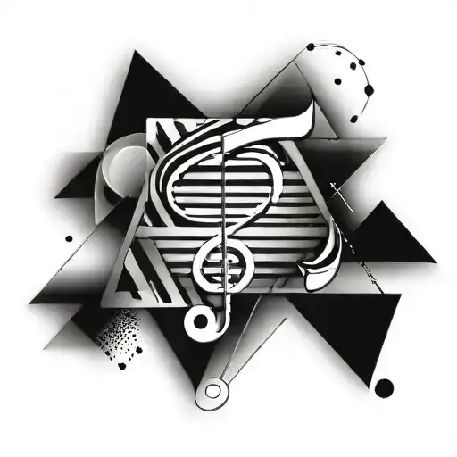 A Simple Geometric Design Incorporating Triangles And Music Notes