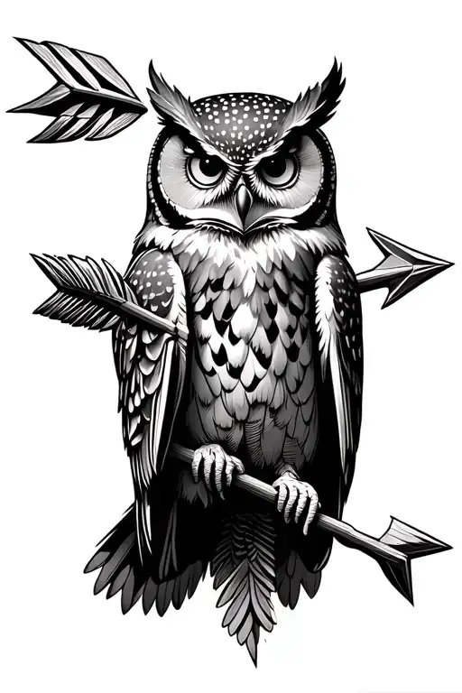 Owl Holding Arrow Going