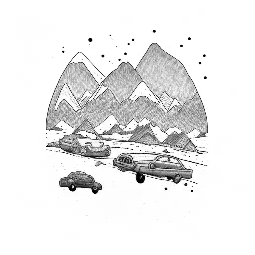 Mountain With Cars