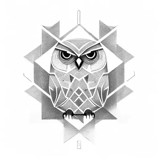 Geometric Shapes And An Owl In The Center