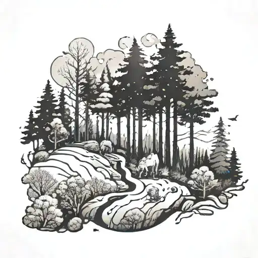 An Anime-inspired Forest With Mystical Creatures And Hiking Trails