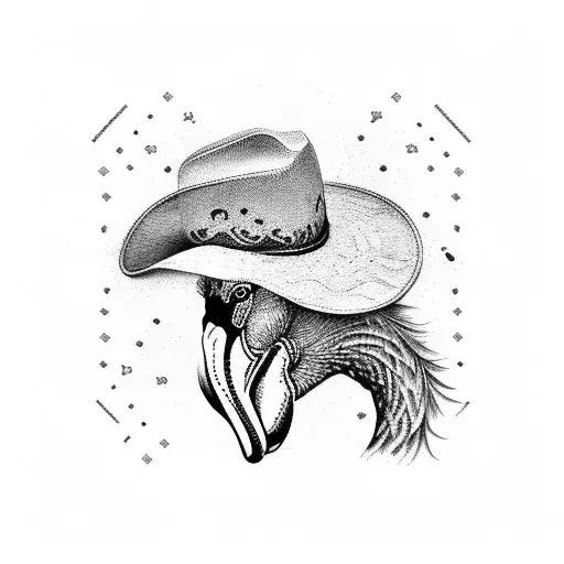 Flamingo With Cowboy Hat