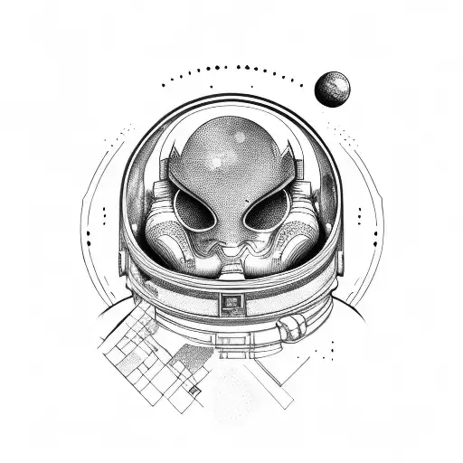 Spacman Grafitti With Geomatric Background