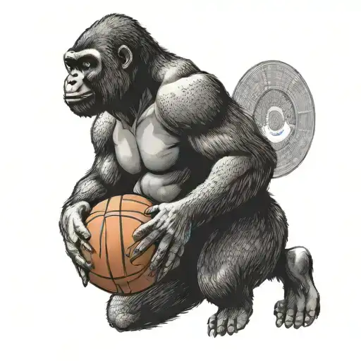 A Gorilla Dunking A Basketball