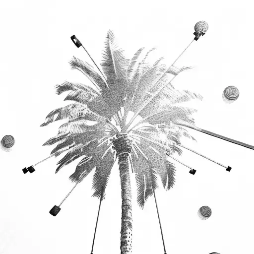 Crutches Leaning Against Palm Tree