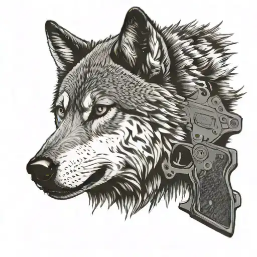 A Wolf With Glock 19 Handgun Pointed