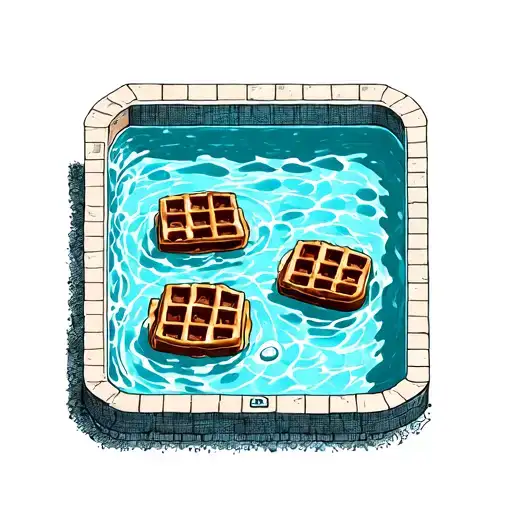 Square Swimming Pool With Hot Water And Two Chocolate Waffles Sitting Inside