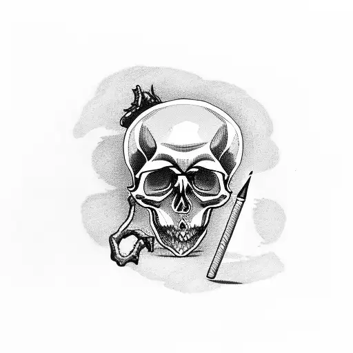 Skull With Cigarette And Depression