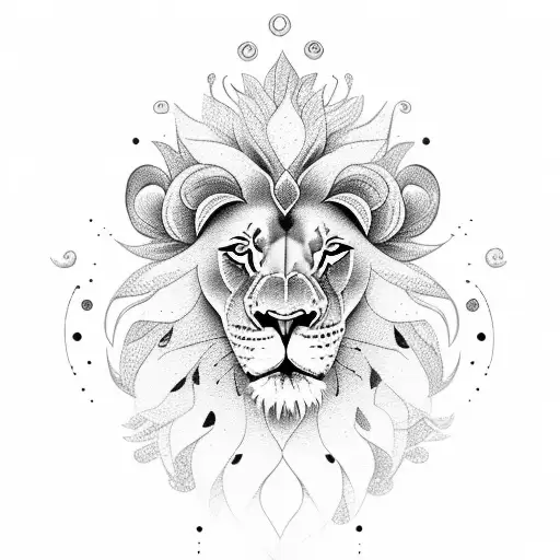 Lion With Flowers And Water