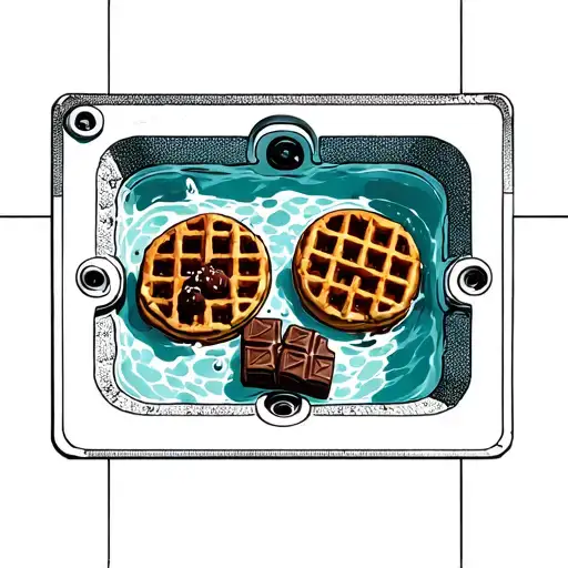 Square Jacuzzi With Hot Water And Two Chocolate Waffles Sitting Inside