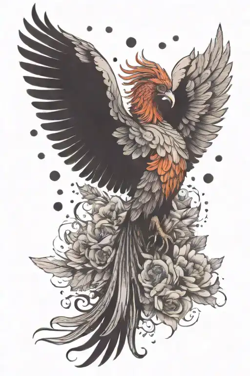 A Phoenix Rising From A Field Of Colorful Flowers Wrapping