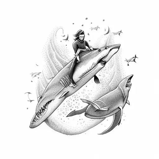 Shark With Surfer Riding It