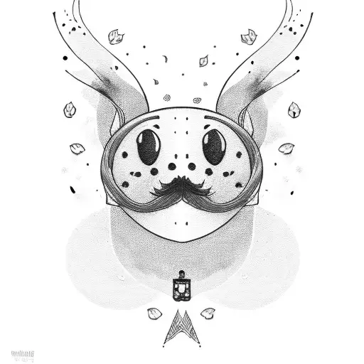 Minimalist Peach Line Drawing With Eyes And A Moustache