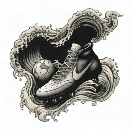 An Ocean Wave With Football Boots Riding The Crest