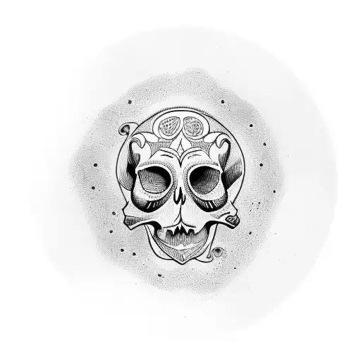 Circle With Skull Inside And Writing