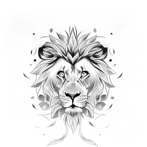 Cross With Half Lion Face Surrounded By Roses