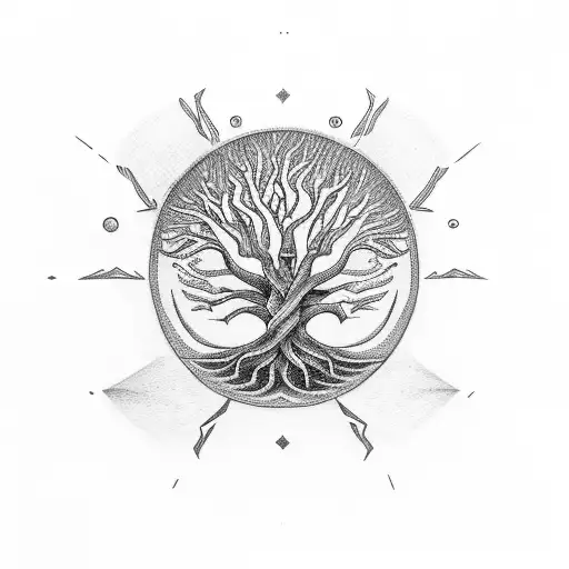 Tree Of Life And Phoneix With Infinity Sign