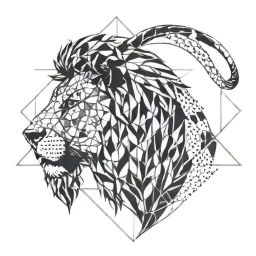 A Lion With Geometric Patterns Inspired By The Constellations