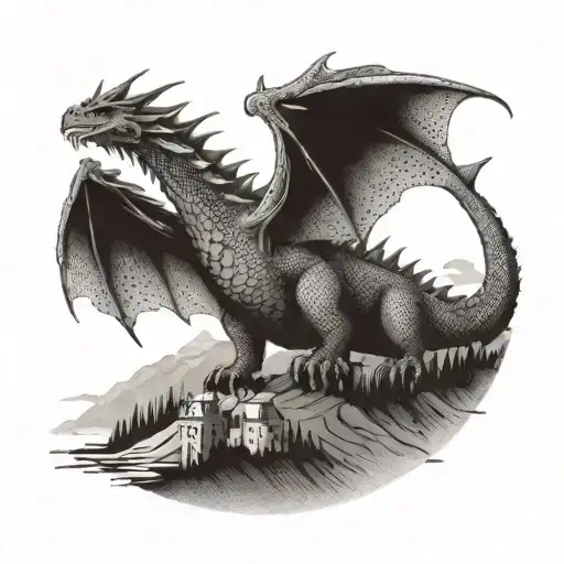 A Majestic Dragon Flying Over Italy's Countryside