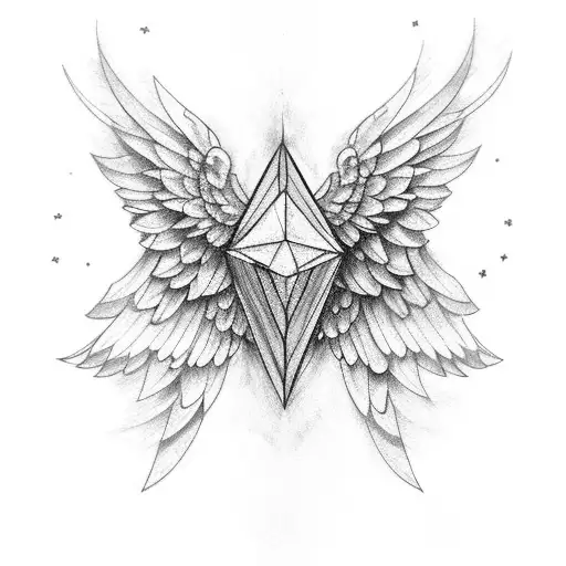 Geometric Star With Two Big Realistic Wings
