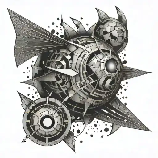 Abstract Geometric Pattern Incorporating Helldiver Symbols