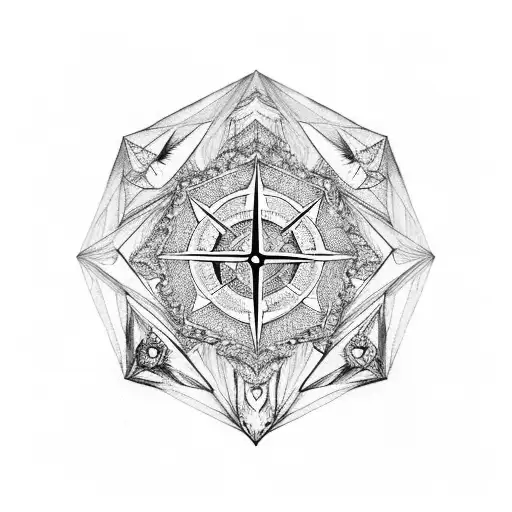 A Diamond-shaped Compass Surrounded By Intricate Mountain Ranges
