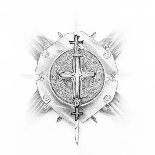 Cross With Roman Numerals On Hand