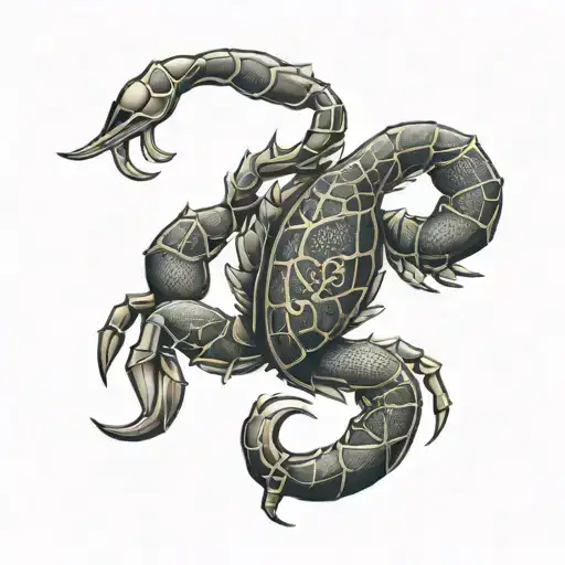 Design A Tattoo Featuring A Scorpion And A Finance Symbol Combined