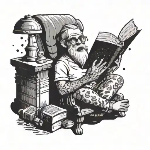 A Tattoo Design Of A Character From A Favorite Tv Show Reading A Book In A Kerala-inspired Setting