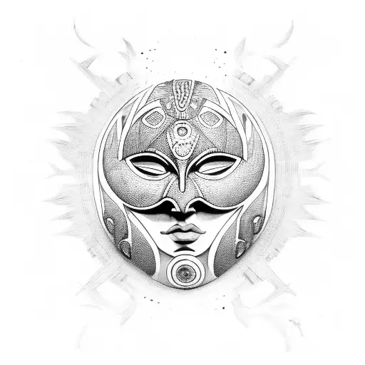 African Tribal Mask With A Stoic Expression