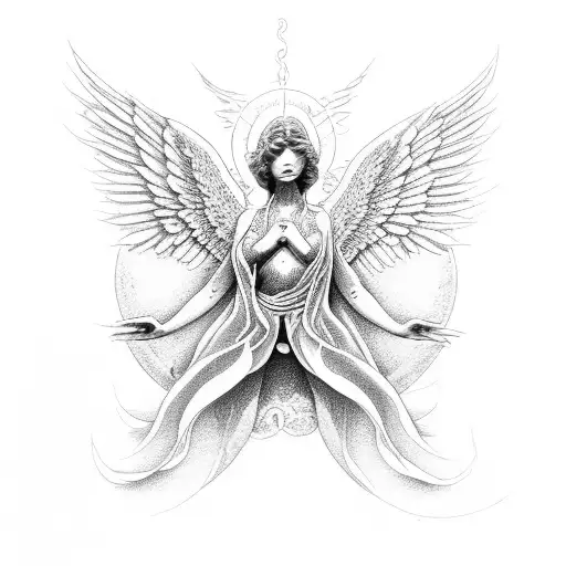 Led Zeppelin Angel The Depiction Of Appolo Integrated With Yin Yang