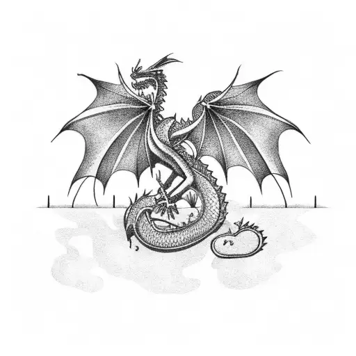 Dragon Wrapped Around A Palm Tree