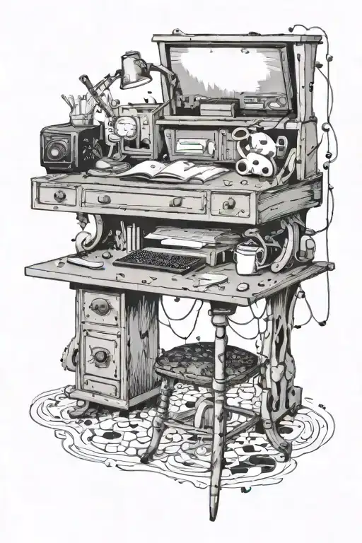 A Tim Burton Inspired Design Featuring A Teacher's Desk With Disney And Harry Potter Elements