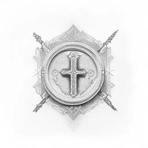 Cross Made Out Of Roman Numerals On Hand