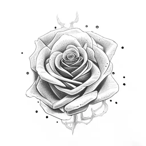 Avery Detailed Red Rose In The Eye Sockets Of A Scull