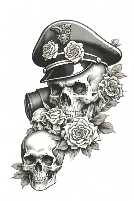 A Us Marine Holding A Bouquet Of Flowers With A Skull Tattoo On Their Arm