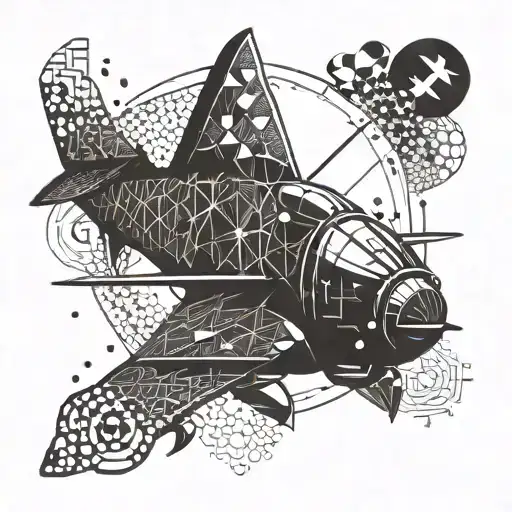Abstract Geometric Pattern Incorporating Helldiver Symbols