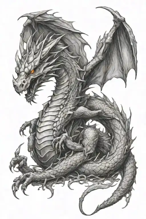Sketch For A Tattoo Of A Dragon From The Video Game Elden Ring