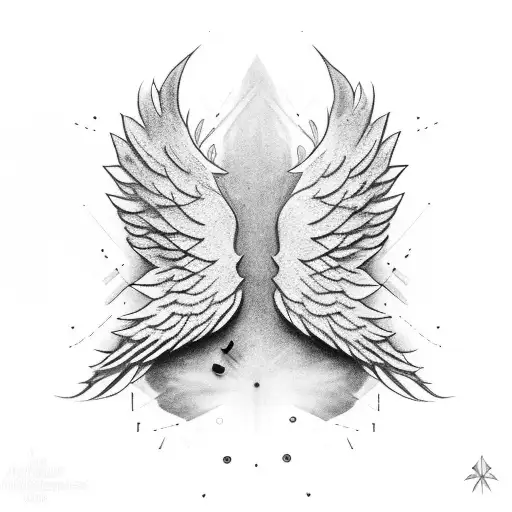 Two Expanded Wings With A David 5 Corner Star In The Middle