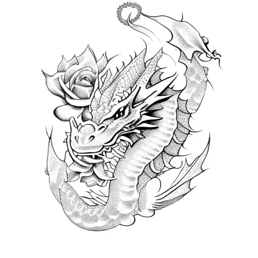 Dragon With Roses