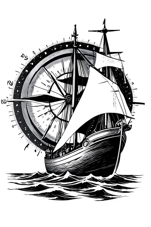 Boat Sailing And A Compass