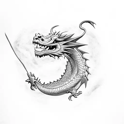 European Dragon With Flowers