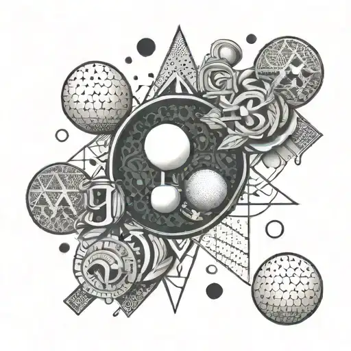 A Geometric Pattern Incorporating Table Tennis Balls And Money Symbols