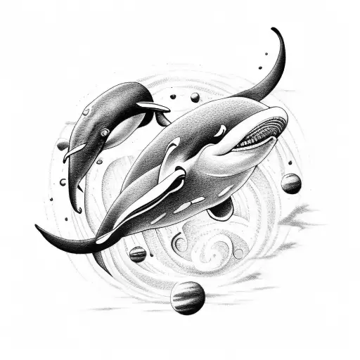 Half Sleeve Space Into Ocean With Astronuant And Killer Whale