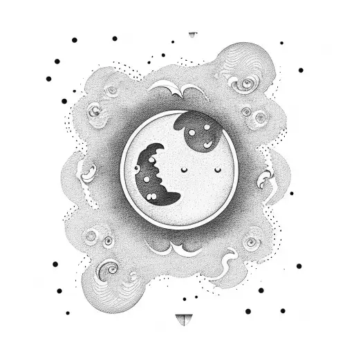 A Half Moon With Clouds Behind It