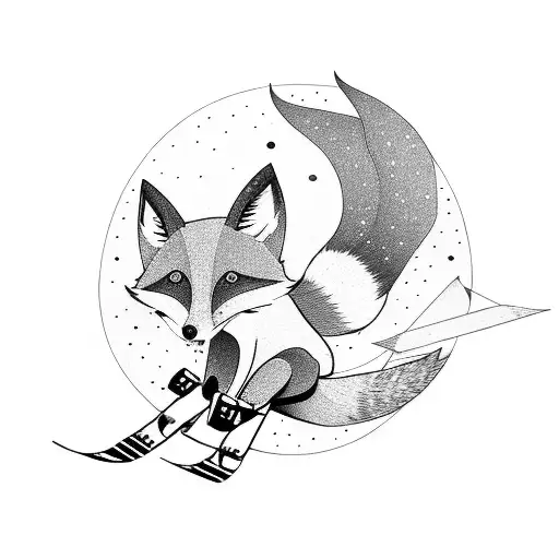 Fox With Googles And Thong Out Smiling Happy While Riding A Snowboard Down A Shooting Star Tail