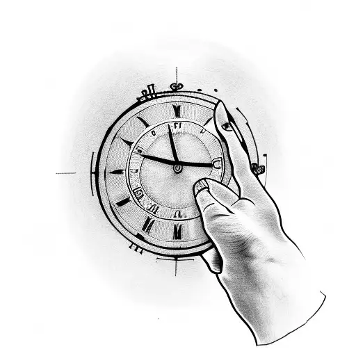 Clock With Man Holding Minute Hand And Standing On Hour Hand