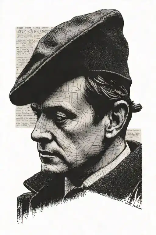 Portrait Of Padraig Pearse With A Background Of Raglan Road Lyrics In A Sketch Style