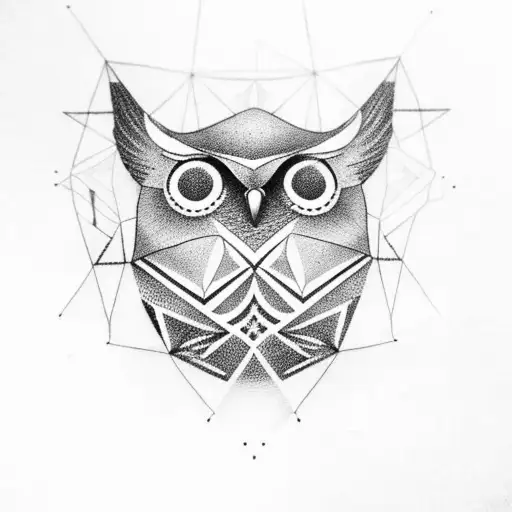 Geometric Owl Standing On A Scale